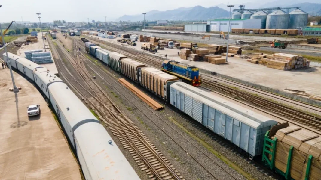 Azerbaijan Railways cargo terminal in Astara, Iran