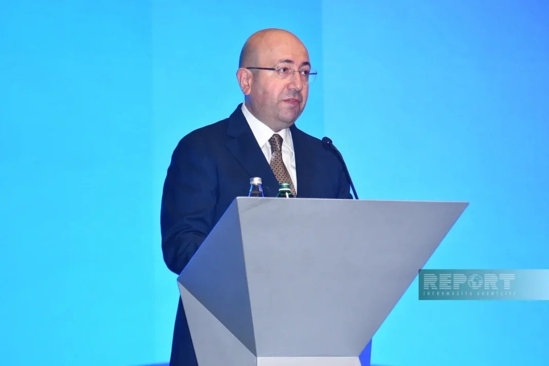 State Urban Planning and Architecture Committee Chairman Anar Guliyev speaks at the Azerbaijan International Investment Forum in Baku