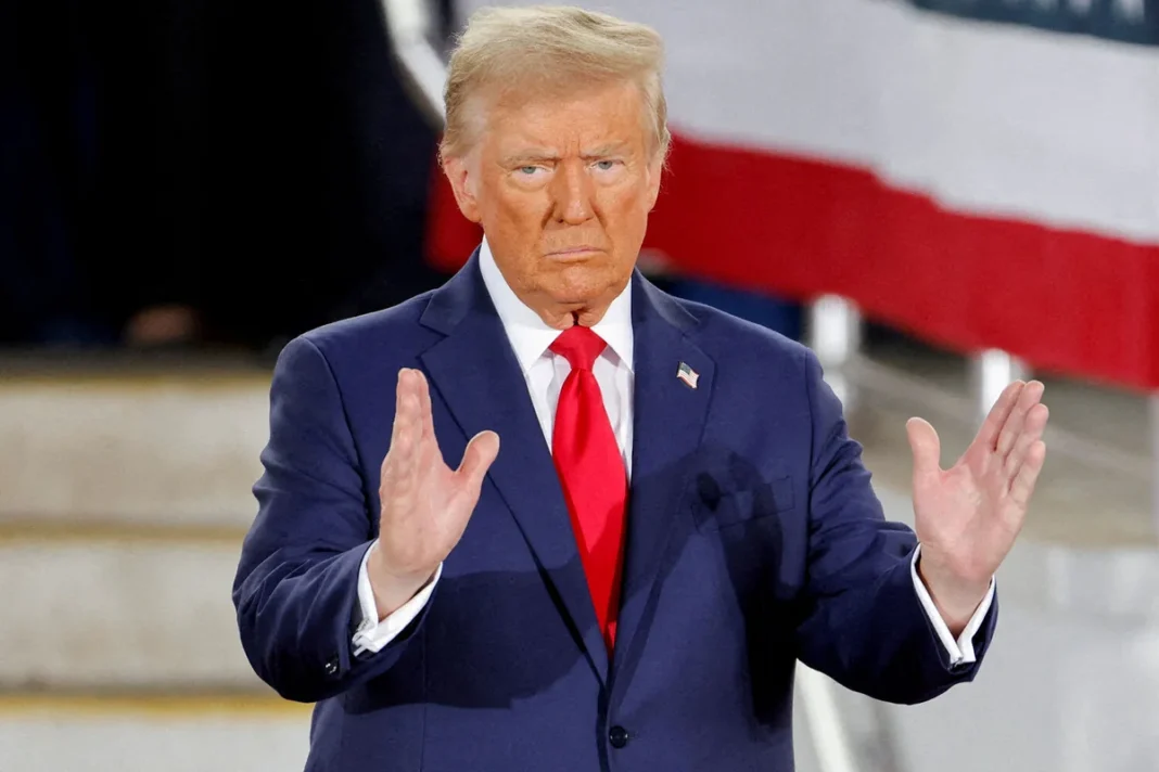U.S. President Donald Trump speaks during a public appearance