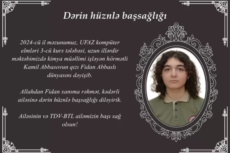 Photo accompanying the report on UFAZ student Fidan Abbasli