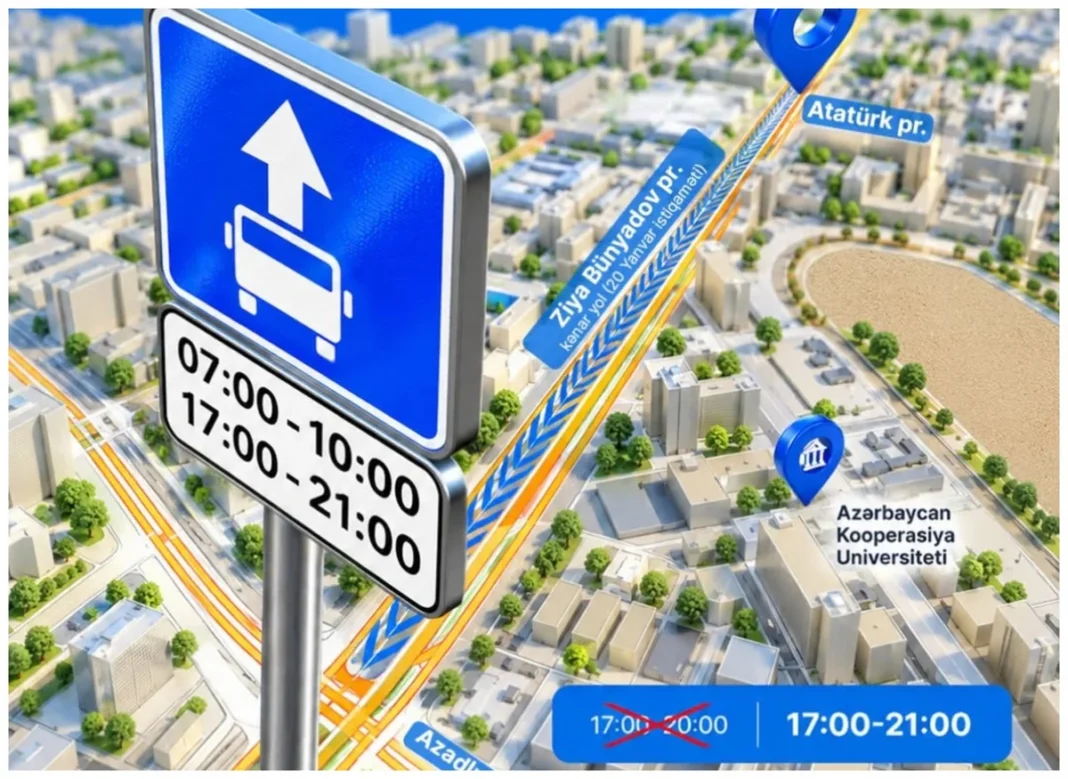 Bus lane on Ziya Bunyadov Avenue in Baku