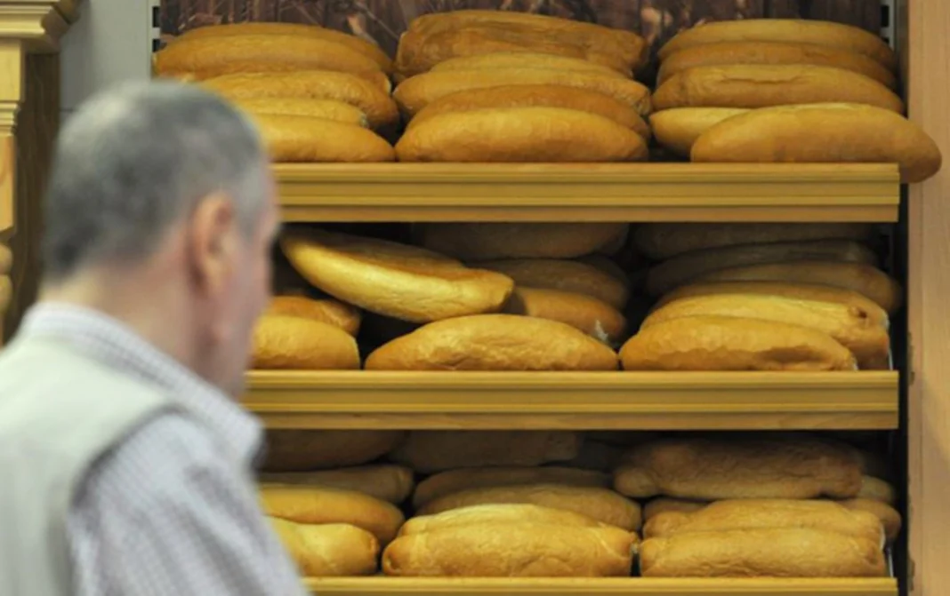 Fresh loaves of bread displayed for sale in Azerbaijan