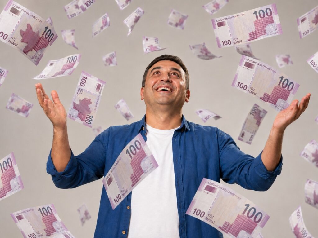 Azerbaijani manat banknotes representing wages