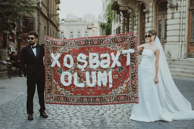 A bride and groom during a wedding celebration