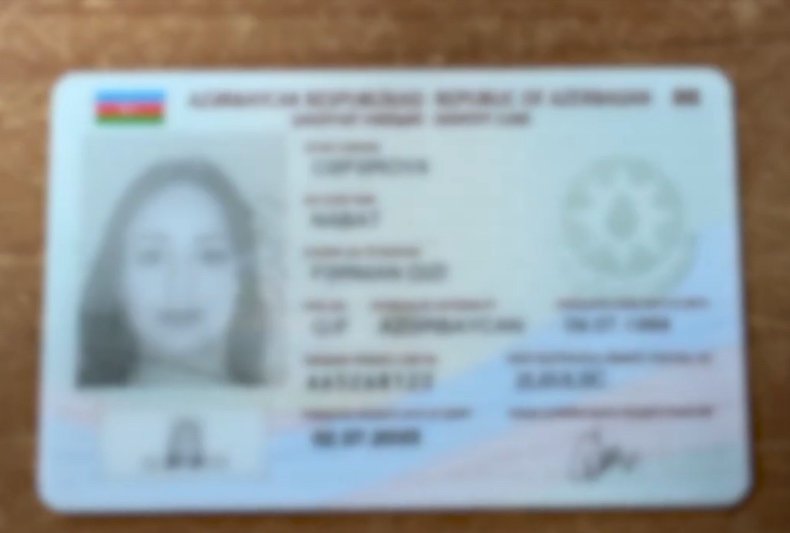 Azerbaijani identity card showing personal information