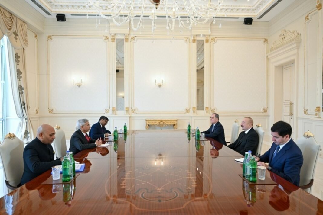 Azerbaijani President Ilham Aliyev meets Indian External Affairs Minister Subrahmanyam Jaishankar in Baku