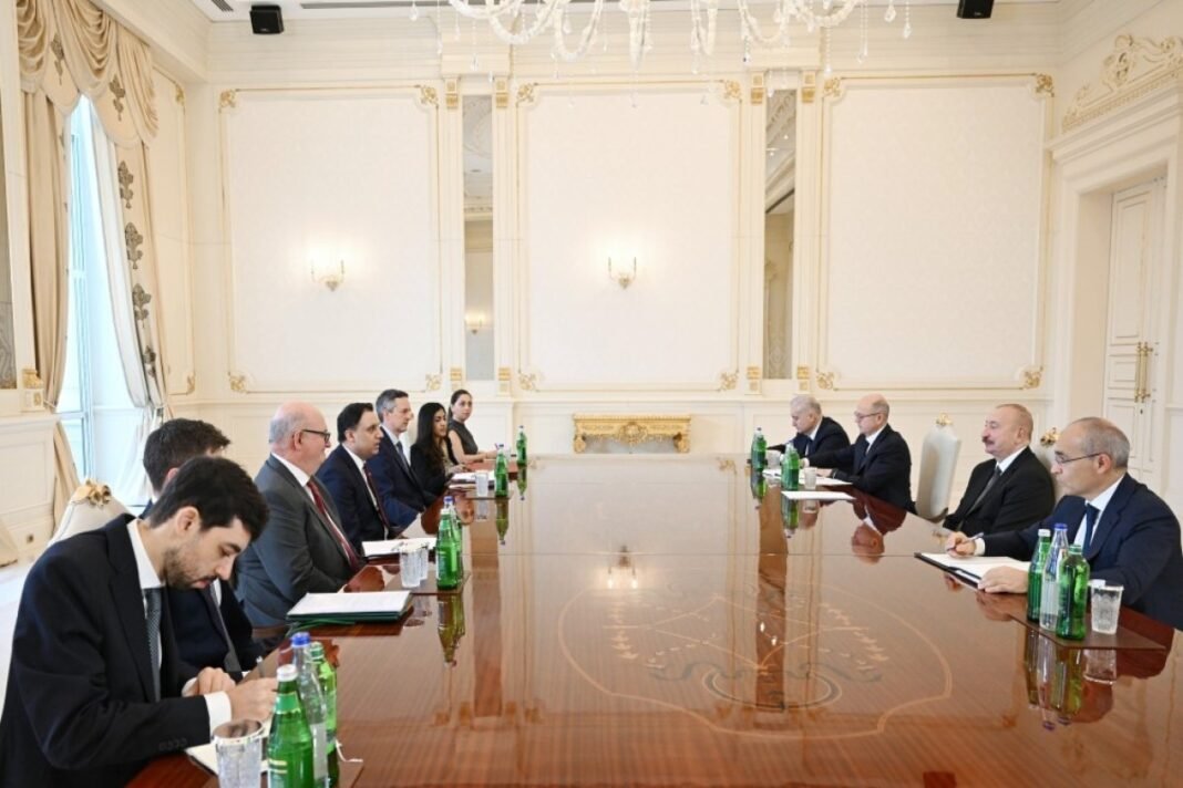 President Ilham Aliyev and UK Trade Minister Lord Anas Sarwar meeting in Baku