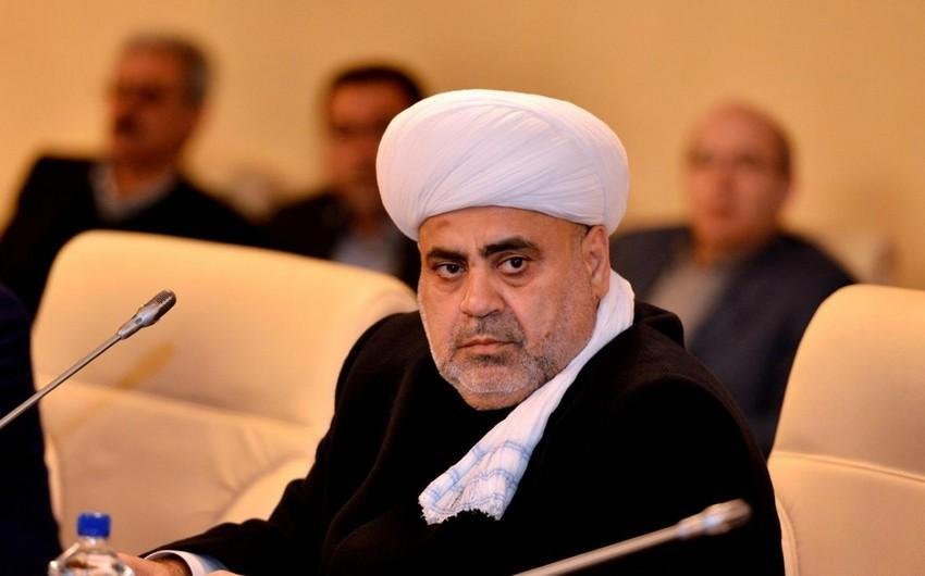 Caucasus Muslims Office Chairman Allahshukur Pashazade speaking in Azerbaijan.