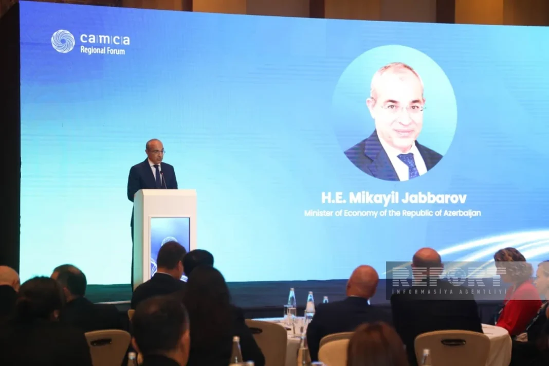 Azerbaijani Economy Minister Mikayil Jabbarov at the CAMCA 2026 Regional Forum in Baku
