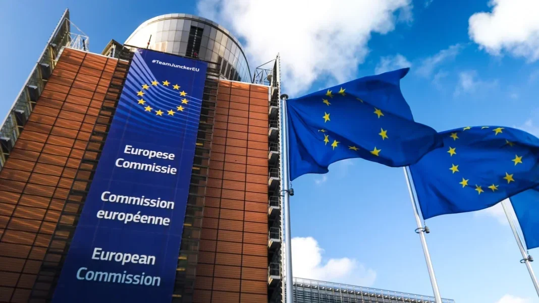 The flags of Azerbaijan and the European Union