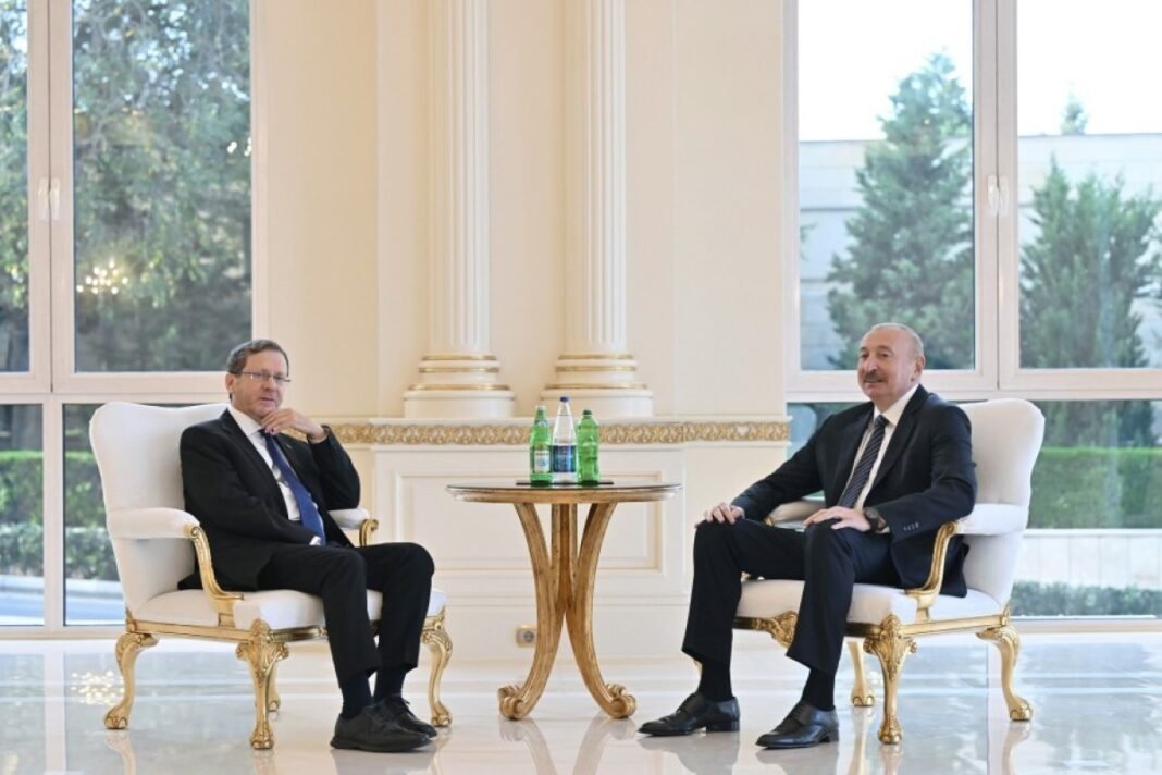 Azerbaijani President Ilham Aliyev meets Israeli President Isaac Herzog in Baku