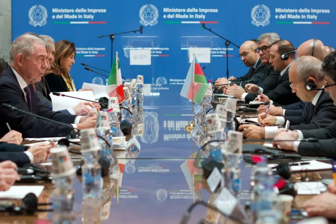 Mikayil Jabbarov and Adolfo Urso during talks in Rome