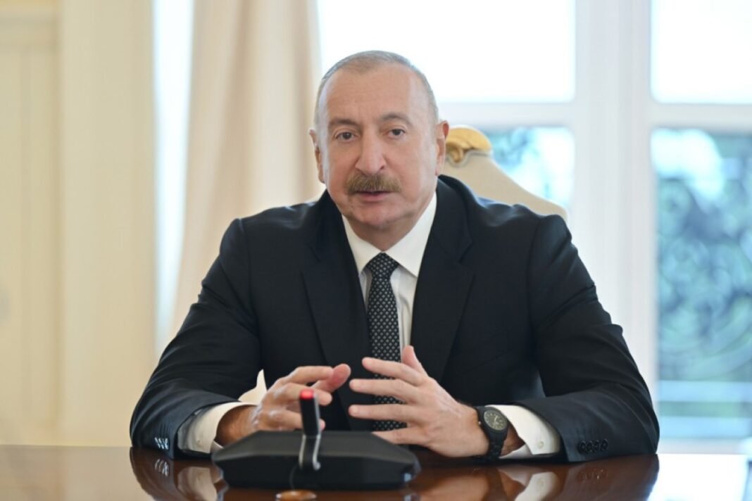 Azerbaijani President Ilham Aliyev during talks with the Lao delegation