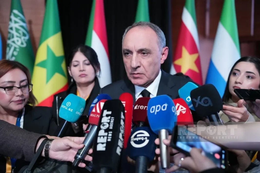 Azerbaijani Prosecutor General Kamran Aliyev at an anti-corruption meeting in Baku