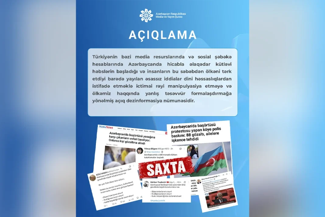Azerbaijan Media and Broadcasting Council statement rejecting reports of mass hijab-related arrests
