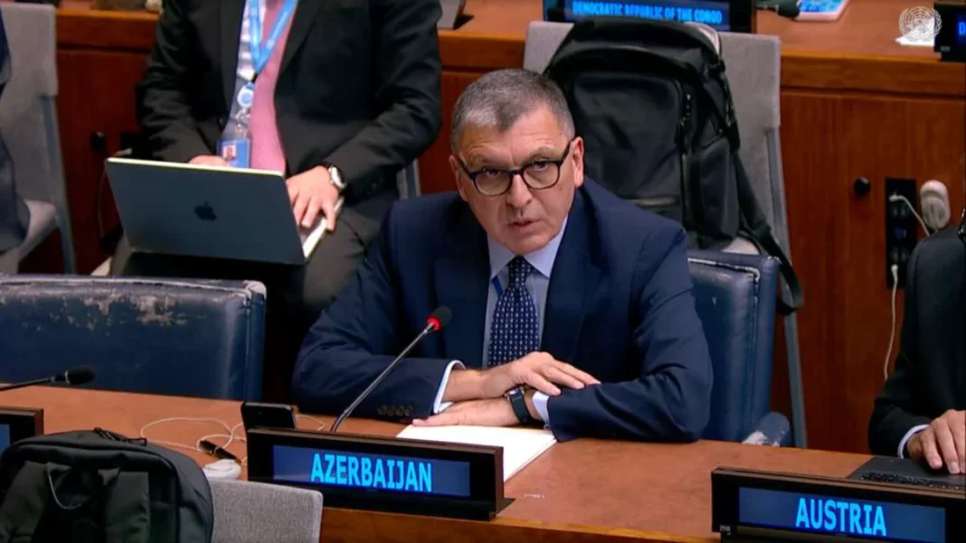 Azerbaijan’s U.N. Ambassador Tofiq Musayev addresses the United Nations