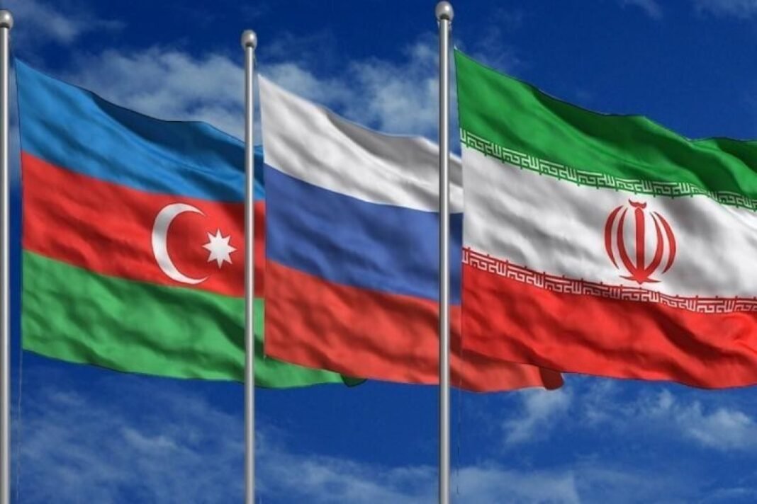 Ilham Aliyev, Vladimir Putin and Masoud Pezeshkian at trilateral talks in Turkmenistan
