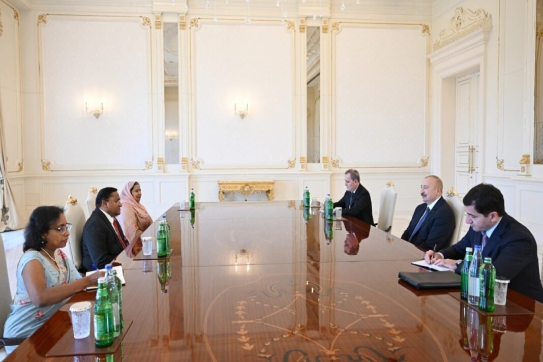 Azerbaijani President Ilham Aliyev meets Sri Lankan Foreign Minister Vijitha Herath in Baku