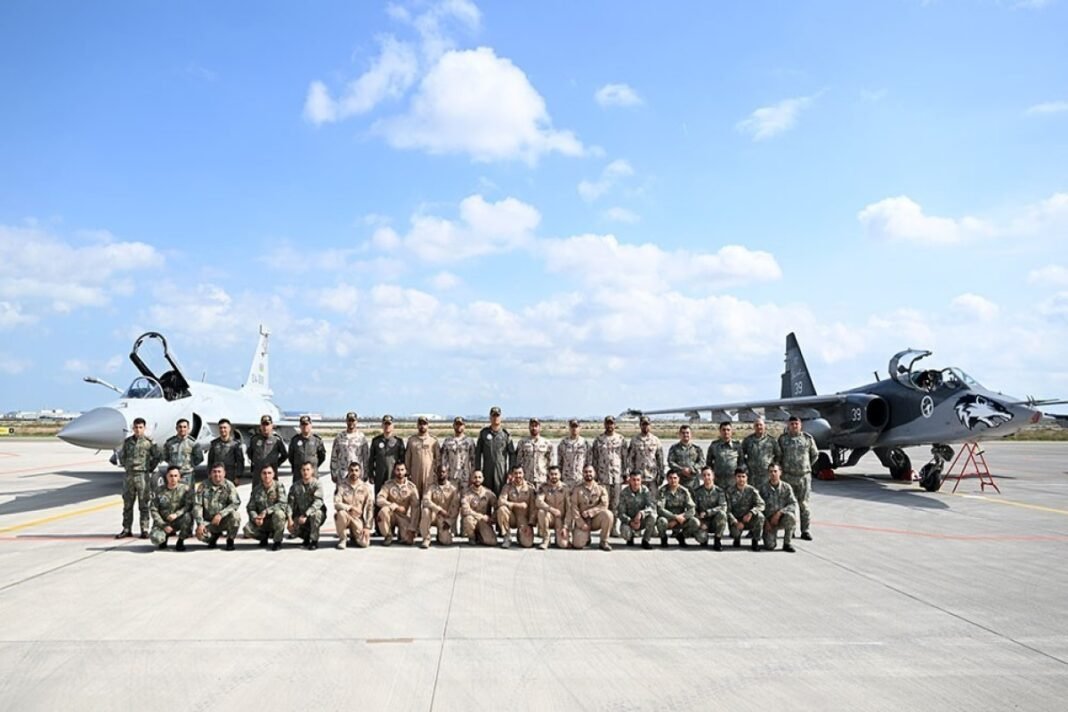 Azerbaijani and UAE Air Force aircraft during the Falcons Meet 2026 exercise