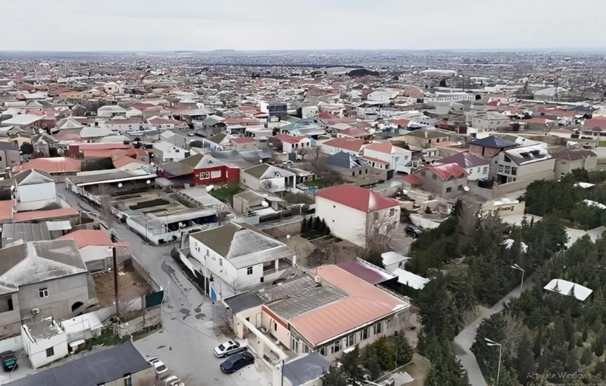 Aerial view of houses in the Baku and Absheron area