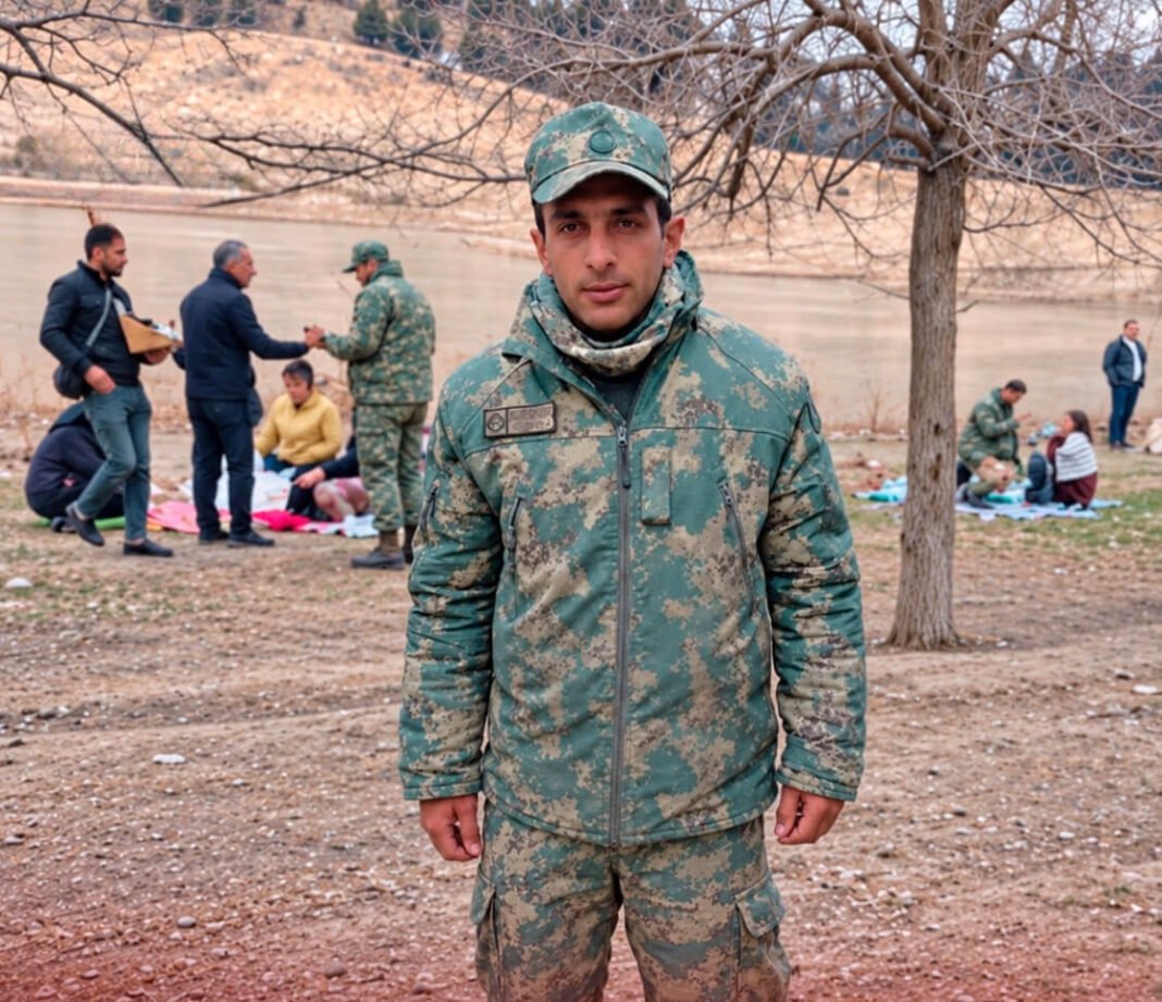 Illustration accompanying the report on the Azerbaijani serviceman detained in Armenia