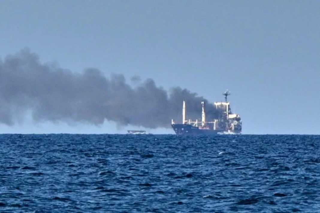 Commercial ships in the Black Sea after drone attacks near Bulgaria.