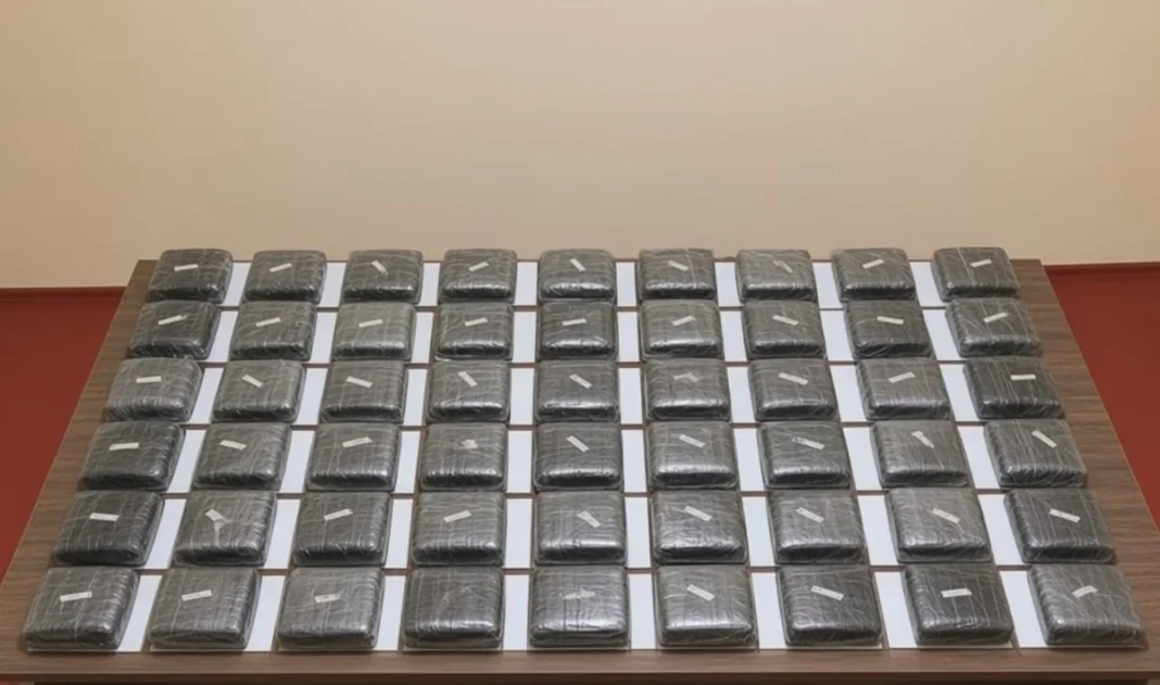 Packages of narcotic substances seized at the Azerbaijan-Iran border.