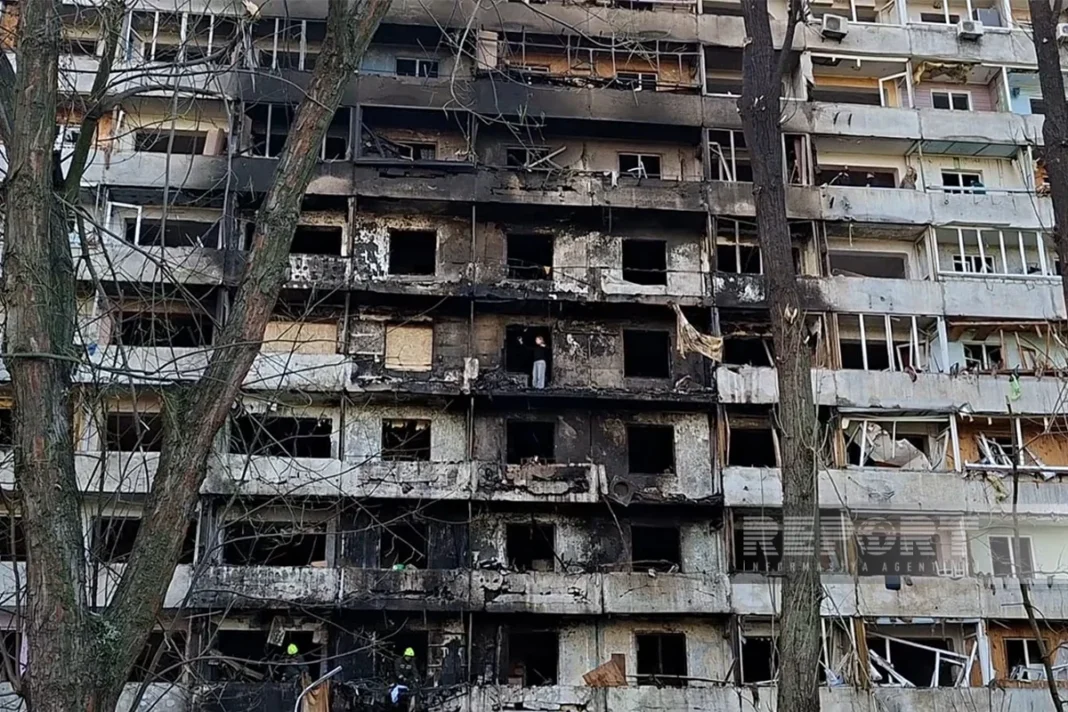 Damage inside the Beydullayev family’s apartment after a Russian strike on Kyiv