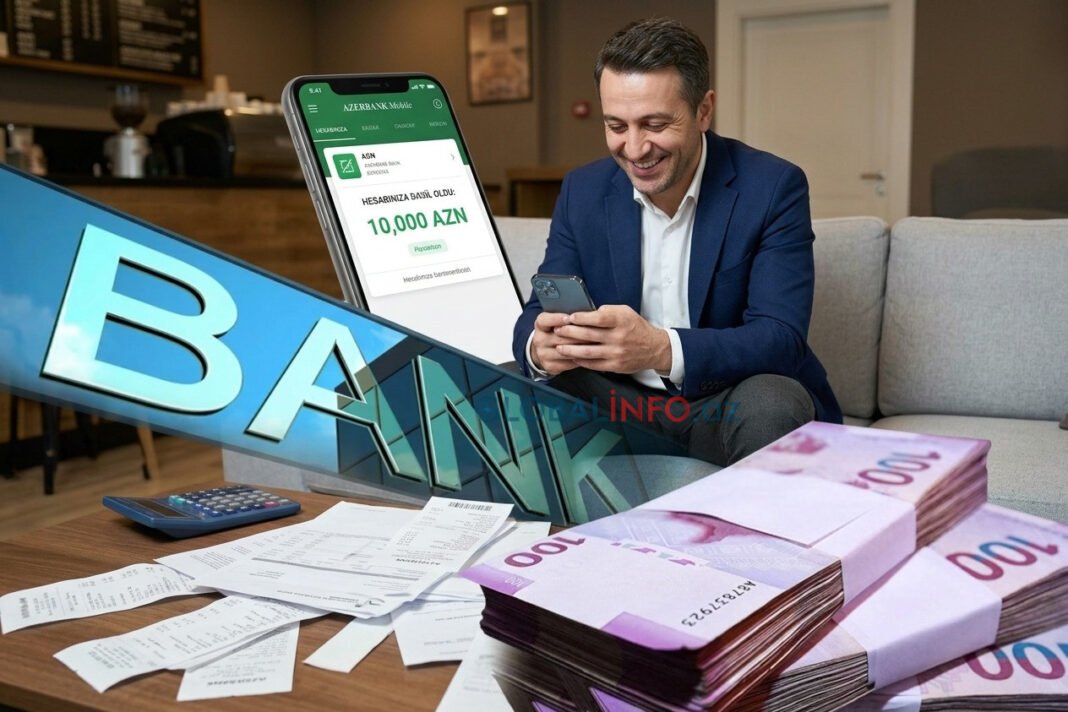 A borrower checks a bank loan on a mobile phone