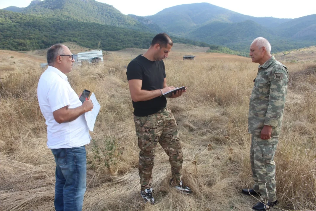 Participants in a project mapping suspected mined areas in Azerbaijan.