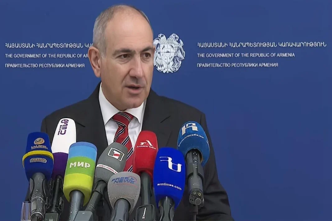 Armenian Prime Minister Nikol Pashinyan at an Oct. 29 news briefing
