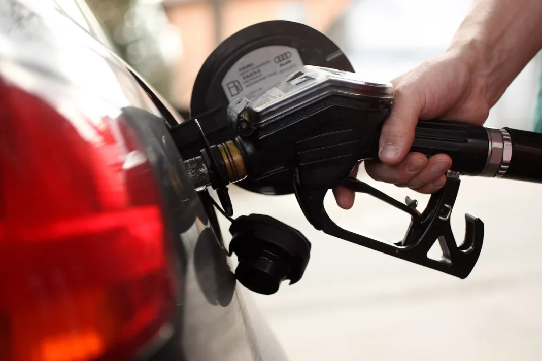 A car being refueled with gasoline