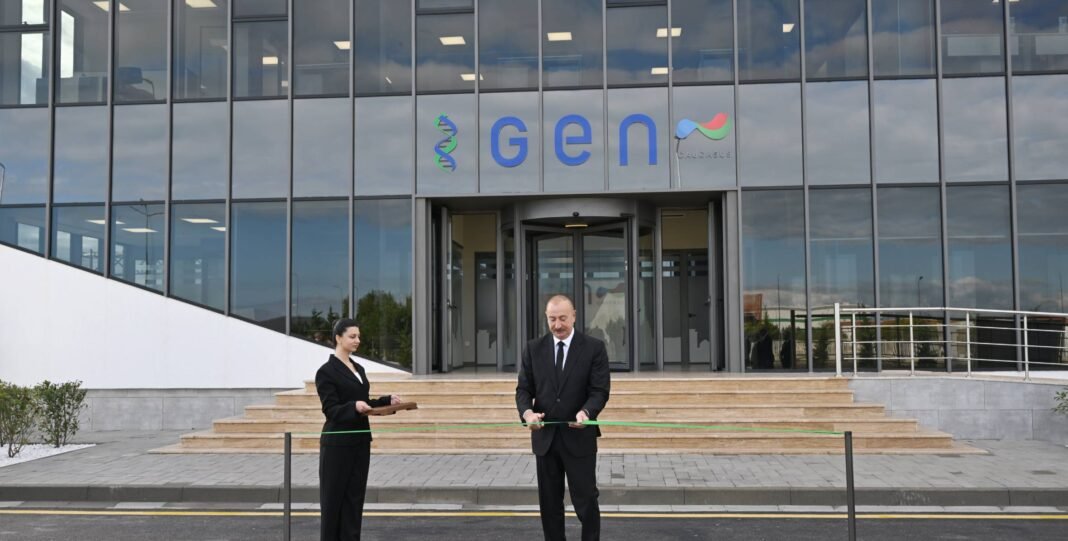 President Ilham Aliyev at the opening of the pharmaceutical plant in Pirallahi Industrial Park