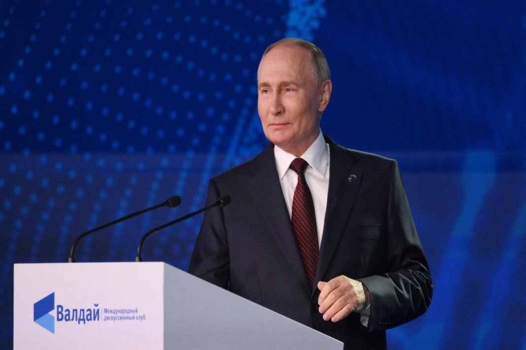 Russian President Vladimir Putin discusses the North-South transport corridor