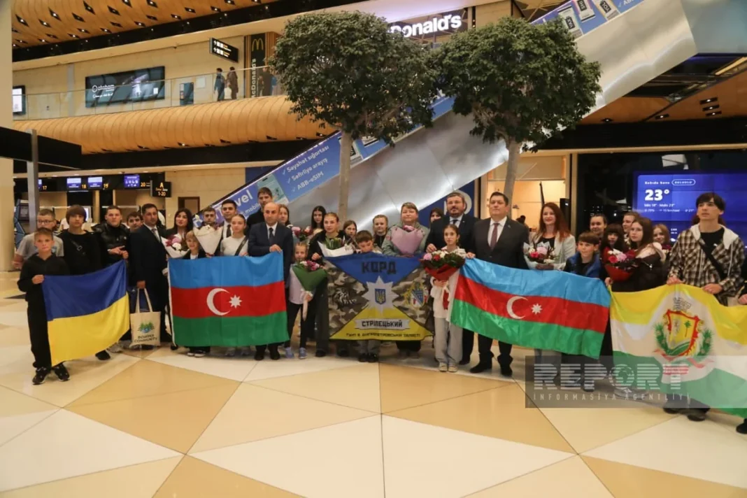 Ukrainian children arriving in Azerbaijan for a rehabilitation program